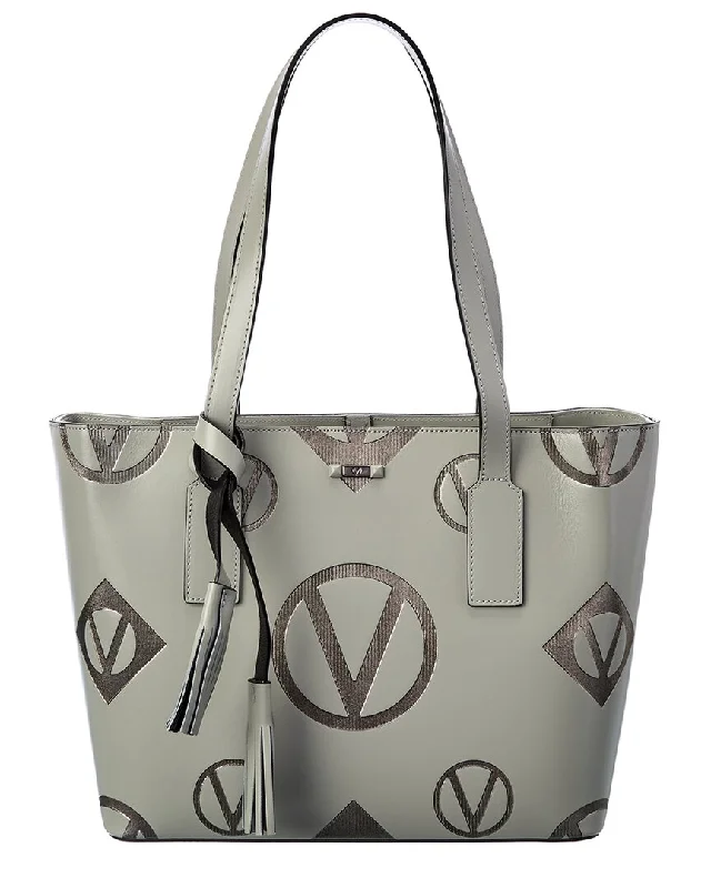 Handle bags with fun slogans for personality -Valentino by Mario Valentino Prince Magnus Leather Tote