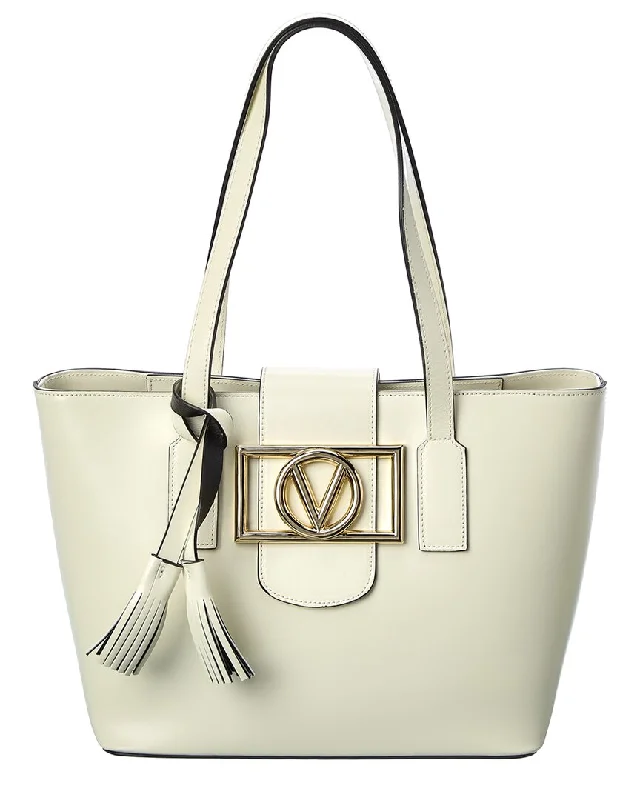 Handle bags with vintage vibes for nostalgia -Valentino by Mario Valentino Delphine Super V Leather Tote