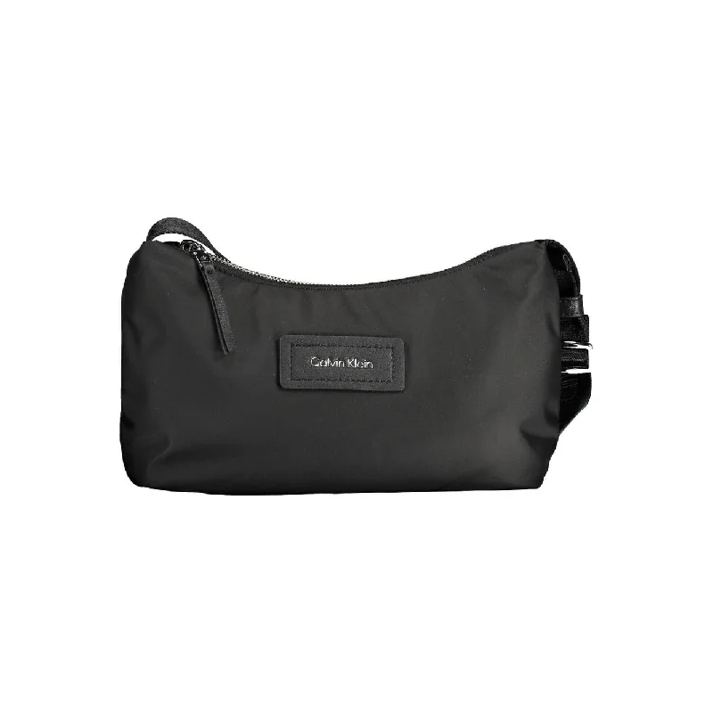 Handle bags with elegant gold-tone hardware -Calvin Klein Black Polyester Women Women's Handbag