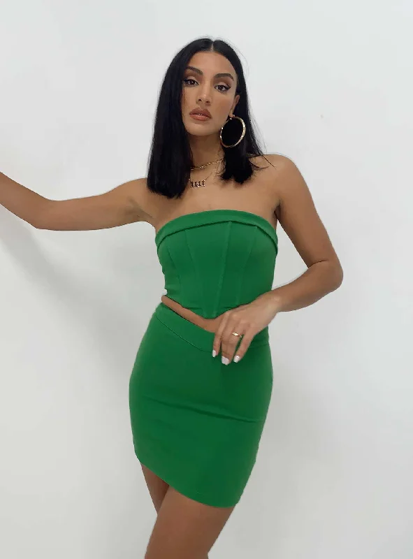 Mini Dresses for Curvy Figures -Laviella Set Green