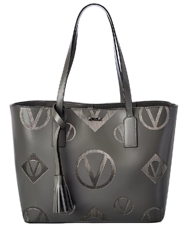 Durable handle bags for heavy-duty everyday use -Valentino by Mario Valentino Soho Magnus Leather Tote