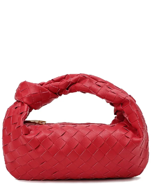 Handle bags with wide openings for access -Tiffany & Fred Paris Woven Leather Knot Satchel