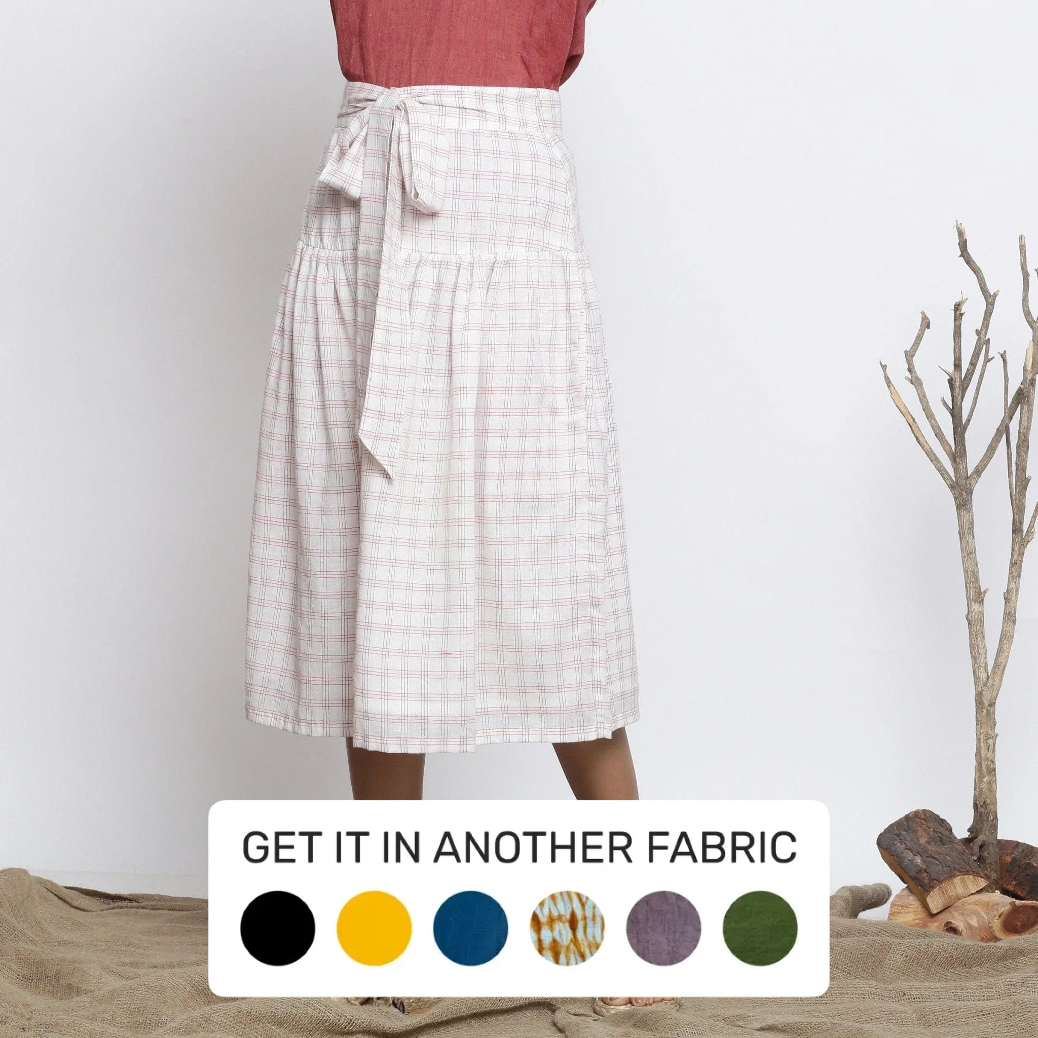 Silk Dresses for Luxurious -Ecru Handspun Cotton High-Rise Gathered Midi Skirt