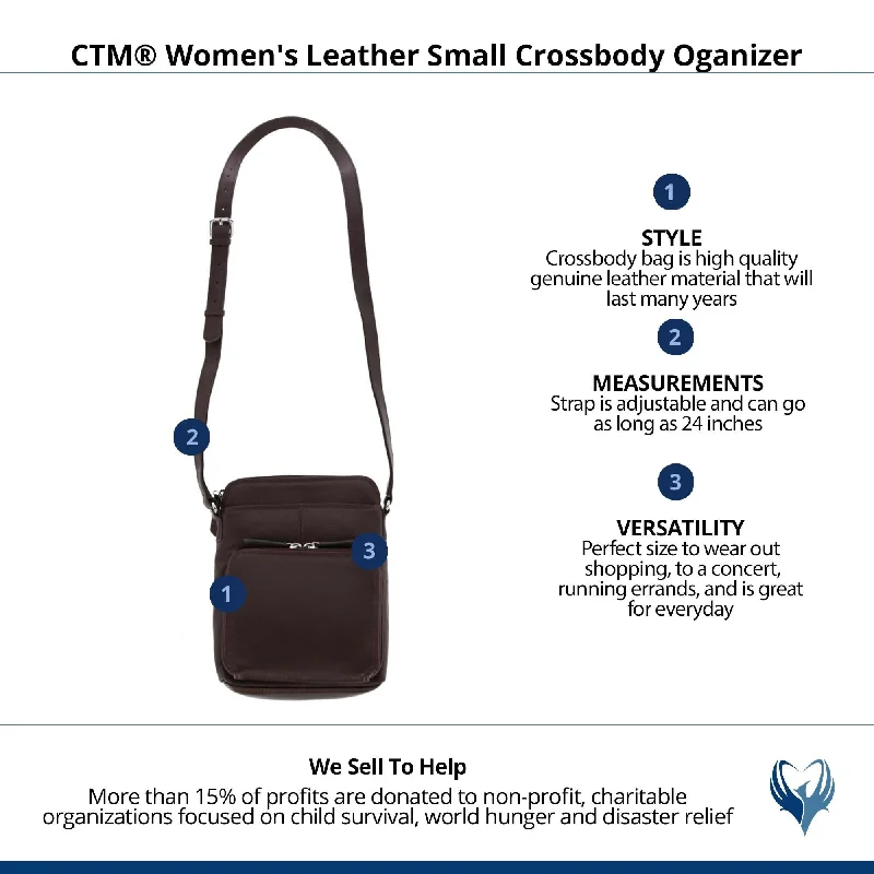 Canvas handle bags perfect for casual outings -CTM Women's Leather Small Crossbody Oganizer