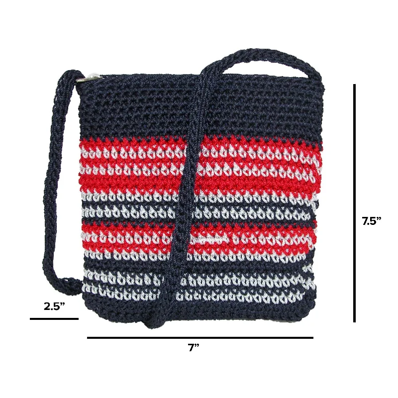 Small handle bags perfect for quick trips -CTM Women's Striped Crochet Crossbody Handbag