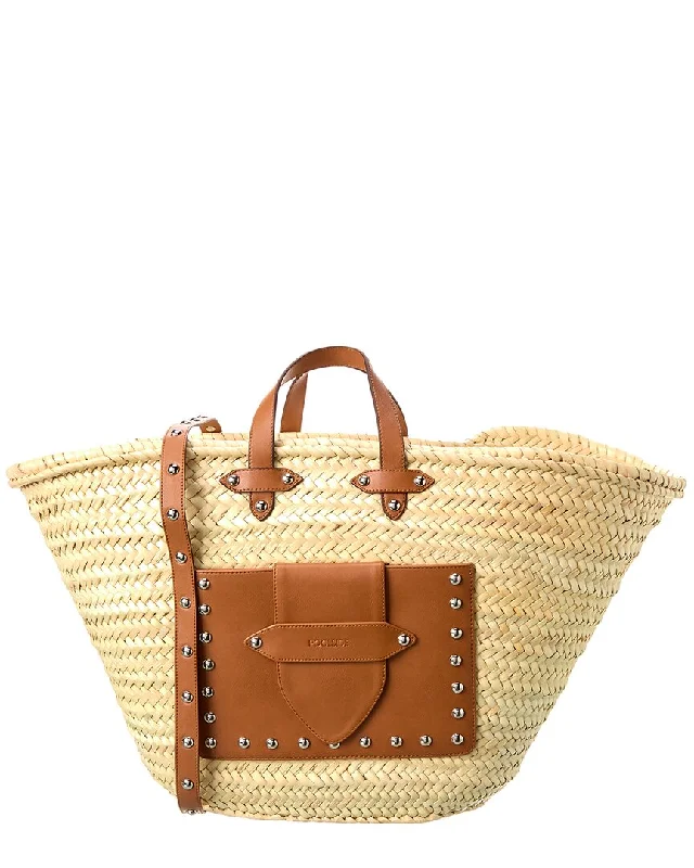 Handle bags with zipper tops for security -POOLSIDE The Moroc Large Straw Tote