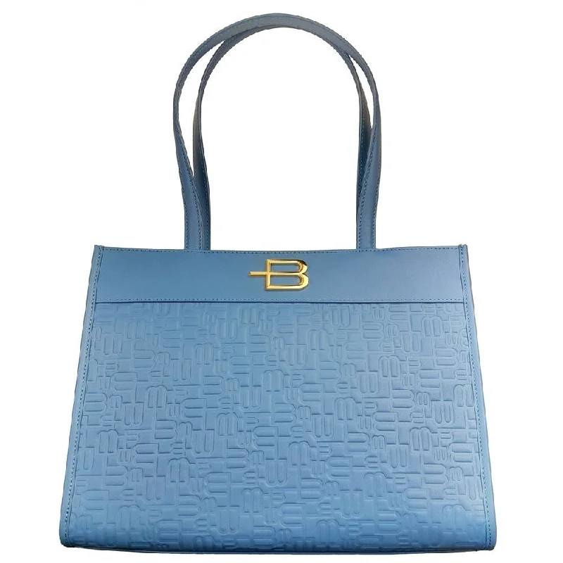 Handle bags with lightweight nylon for ease -Baldinini Trend Elegant Light Blue Shopping Bag with Logo Women's Motif