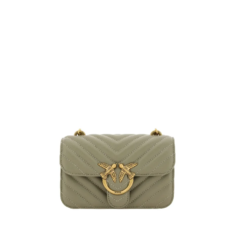 Small handle bags perfect for quick trips -PINKO Chic Mini Love Bell Shoulder Bag in Noce Women's Green