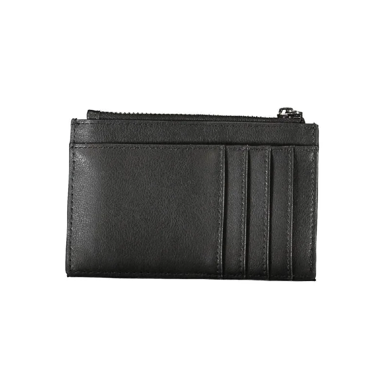 Handle bags with metallic finishes for shine -Calvin Klein Sleek Black Zip Wallet with Contrast Women's Detailing