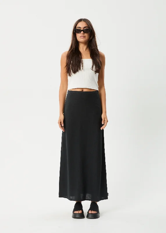 Nylon Dresses for Stretchable -AFENDS Womens Lilo - Maxi Skirt - Black