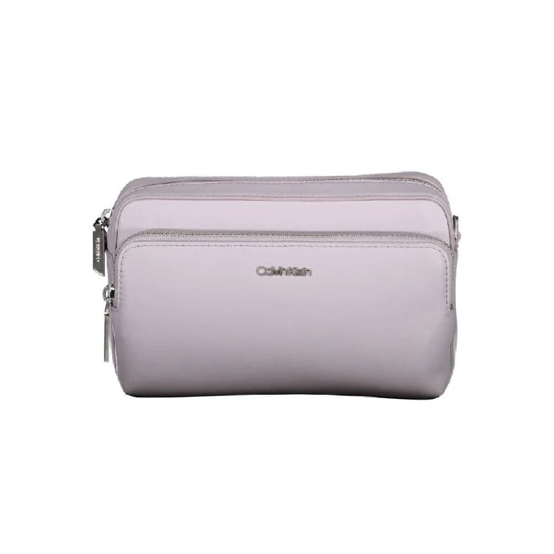 Handle bags with floral embroidery for detail -Calvin Klein Purple Polyester Women's Handbag