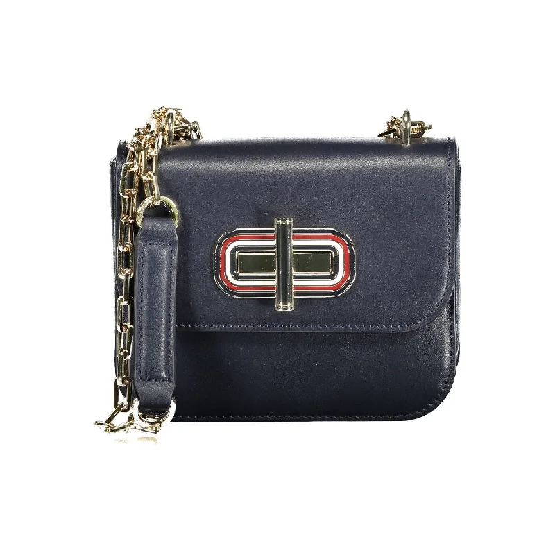 Handle bags with soft velvet for luxury -Tommy Hilfiger Blue Leather Women Women's Handbag