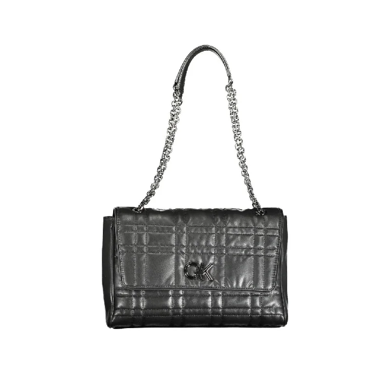 Handle bags with tropical leaves for summer -Calvin Klein Black Polyester Women Women's Handbag