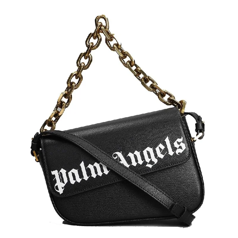 Handle bags with rustic leather for charm -Palm Angels Black Leather Crossbody Women's Bag