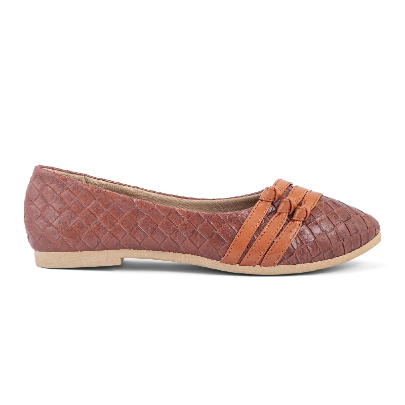 Ladies shoes with crisscross straps feel secure -Brown Pumps WN1081