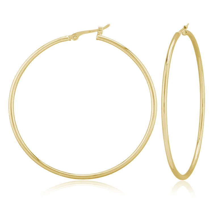 Hoop earrings with stacked layers for a bold and textured design-Hoop Earrings, 14Kt - 1.5 x 40MM