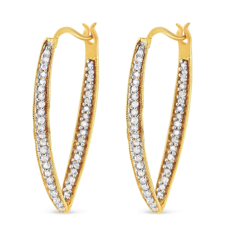 Hoop earrings with gold accents for a warm, elegant statement piece-10K Yellow Gold 1/2 Cttw Round-Cut Diamond Modern Hoop Earrings