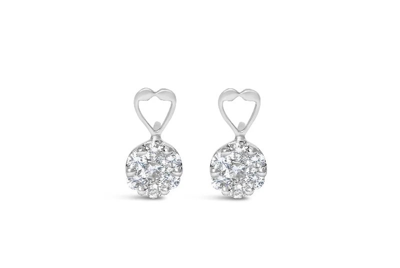 Best hoop earrings with crescent-shaped designs for a bold, moon-inspired style-14K White Gold 1 1/4 cttw Round Cut Diamond Earrings