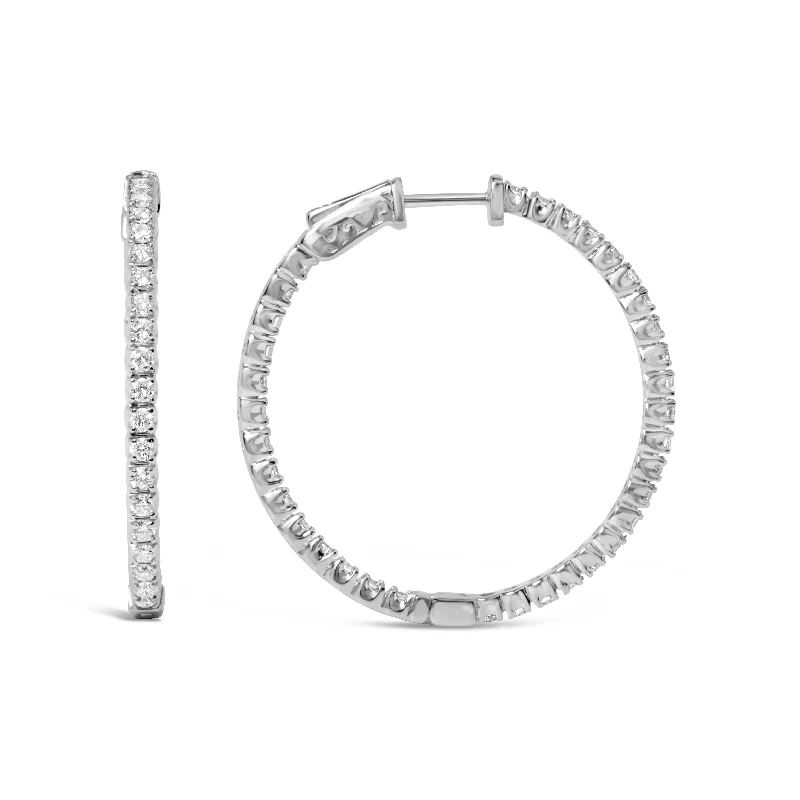 Best hoop earrings with sparkling cubic zirconia for a brilliant, budget-friendly effect-14K White Gold 1 3/4 Cttw Lab Grown Diamond Inside Out Hoop Earrings