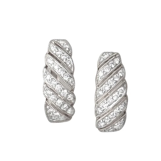 Best hoop earrings with vintage rhinestone embellishments for a retro-glam effect-Diamond Earrings, Hinged Hoop, 14Kt