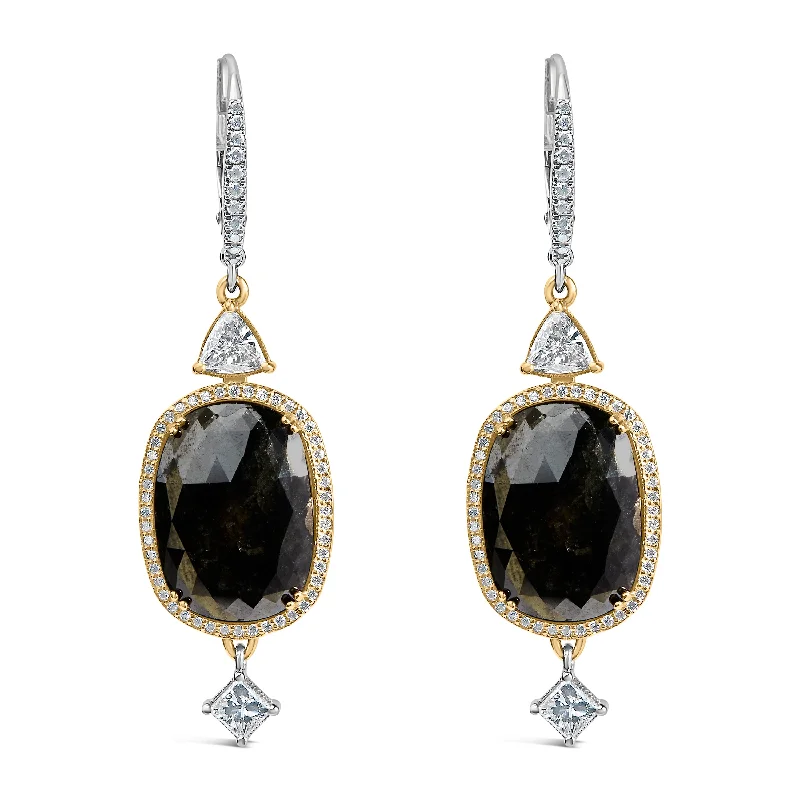 Best hoop earrings with snake chain details for a sleek and modern touch-18K White Gold 1.0 Cttw Diamond and 6x9MM Black Onyx Vintage Style Drop and Dangle Earrings