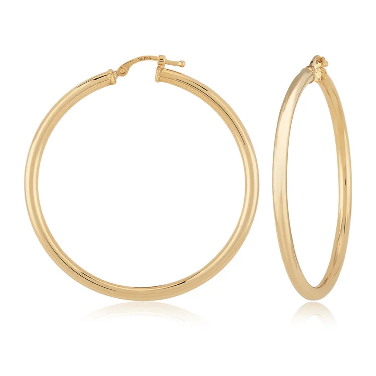 Hoop earrings with crescent moon shapes for a celestial and mystical appearance-Hoop Earrings, 14Kt - 2.5 x 40MM