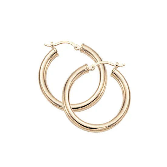 Hoop earrings with heart-shaped frames for a romantic and feminine look-Hoop Earrings, 14Kt - 3 x 25MM