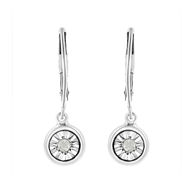 Best hoop earrings with cubic zirconia for a budget-friendly, dazzling look-.925 Sterling Silver 1/10 Cttw Bezel-Set Round-Cut Diamond Accent Dangle Earring