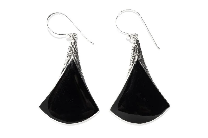 Hoop earrings with removable pendants for a versatile and customizable accessory-Altitude Earrings- Black Shell