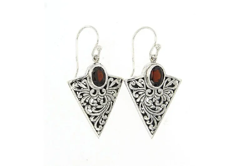 Best hoop earrings with multi-colored gemstones for a vibrant and lively touch-Arrowhead Earrings- Garnet