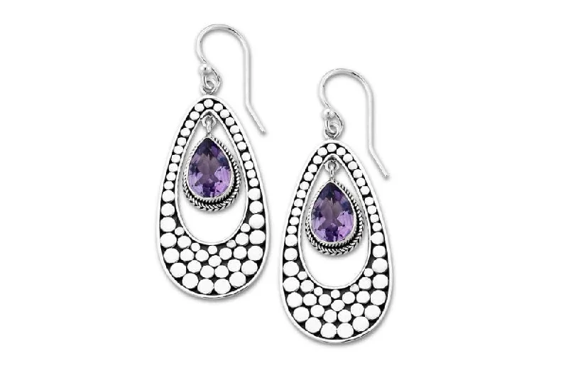 Hoop earrings with oversized designs for a bold, fashion-forward statement-Ayung Earrings- Amethyst