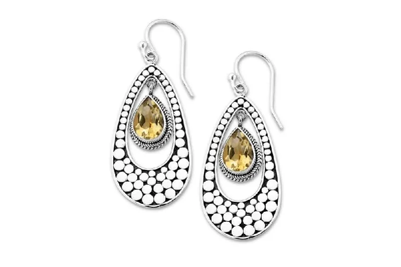 Hoop earrings with circle designs for a classic and timeless shape-Ayung Earrings- Citrine