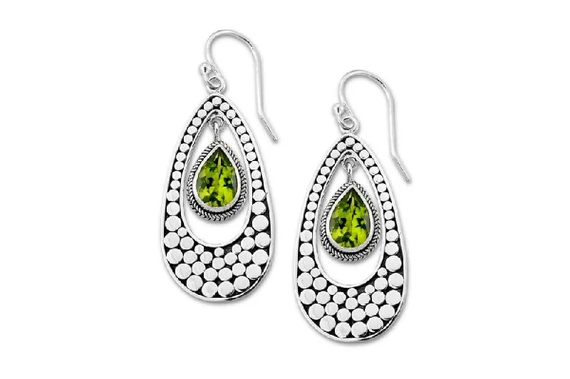 Hoop earrings with floral motifs for a feminine and nature-inspired look-Ayung Earrings- Peridot