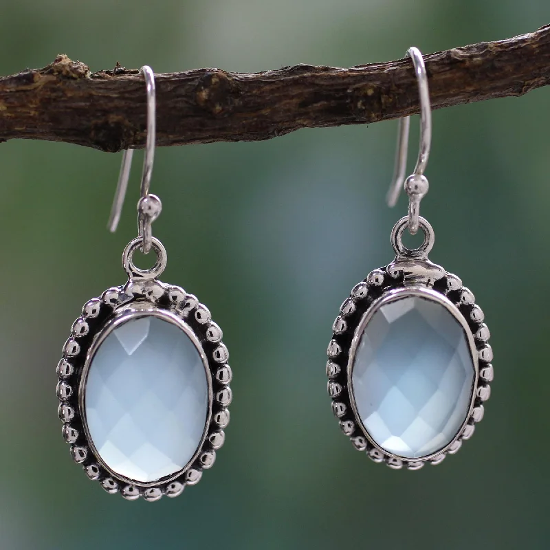 Small hoop earrings for a delicate and understated everyday wear-Be Mesmerized Blue Chalcedony Earrings from Sterling Silver Jewelry