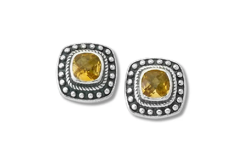 Hoop earrings with a matte black finish for a sleek, edgy vibe-Berkah Earrings- Citrine