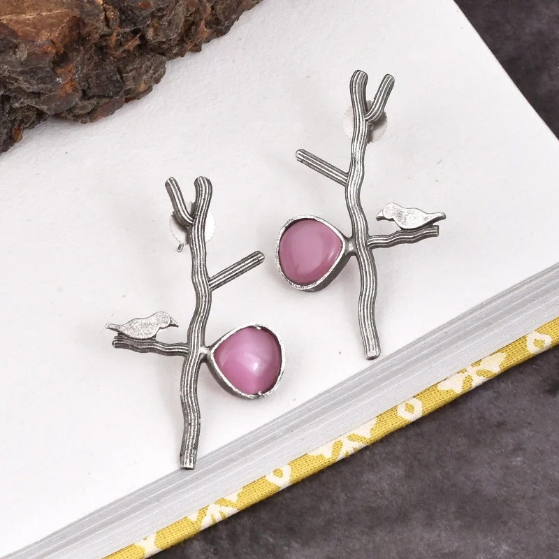 Best hoop earrings with geometric pendants for a modern, chic appeal-Bird on Branch Studs