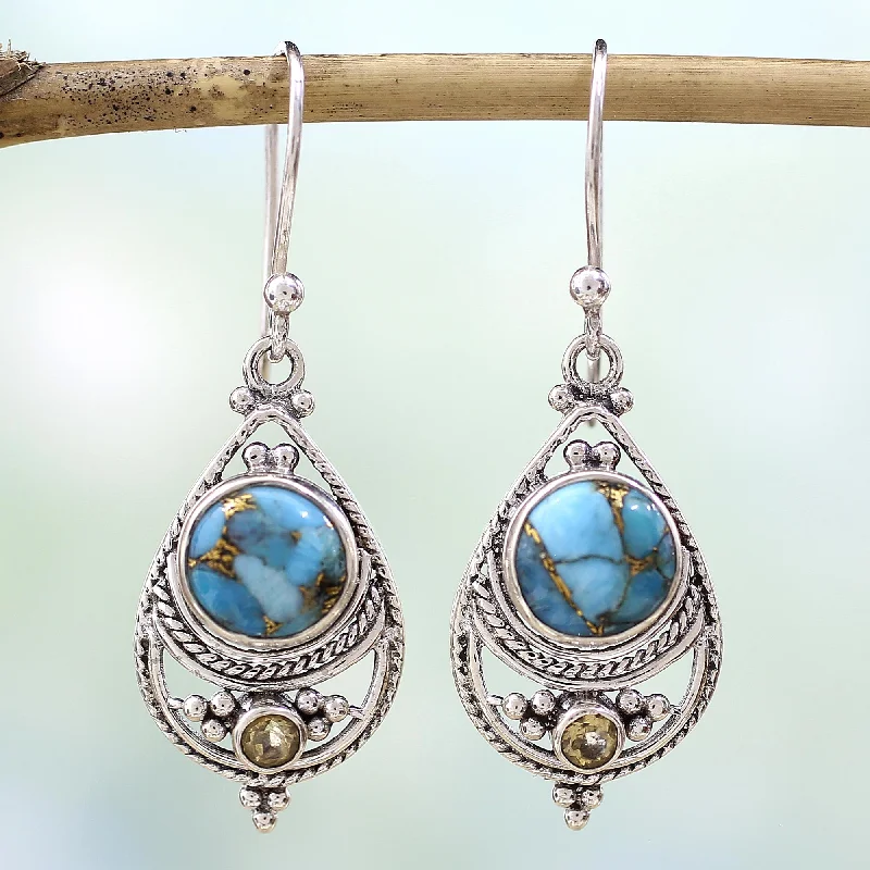 Hoop earrings with artistic filigree designs for an intricate, delicate finish-Blue Adoration Turquoise Dangle Earrings