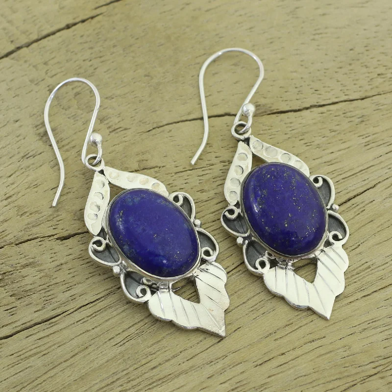 Best hoop earrings with tribal designs for a cultural and exotic aesthetic-Blue Lotus Lapis Lazuli Earrings