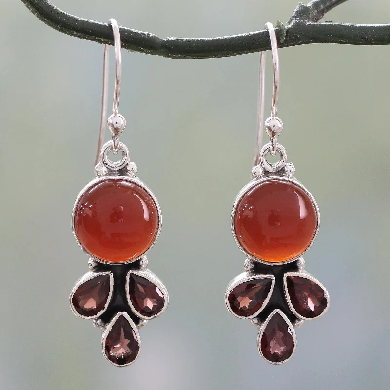 Best hoop earrings with custom engravings for a personalized and meaningful gift-Carnelian & Garnet Dangle Earrings