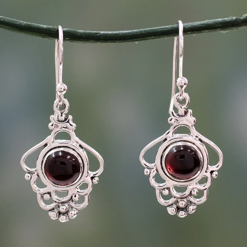 Hoop earrings with resin accents for a bold and colorful design-Cascading Beauty Garnet Dangle Earrings