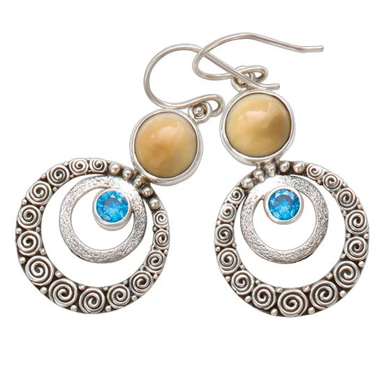 Hoop earrings with leather accents for a sleek and bold combination-Fossil Ivory Earrings, Sterling