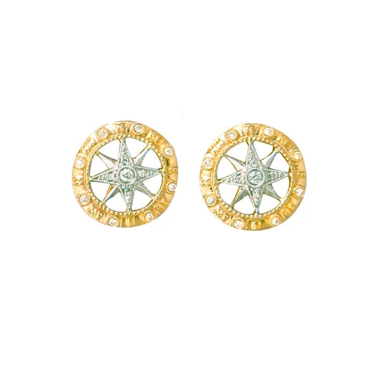 Hoop earrings with rhinestone embellishments for a glamorous and sparkling look-Compass Rose Earrings, 14Kt