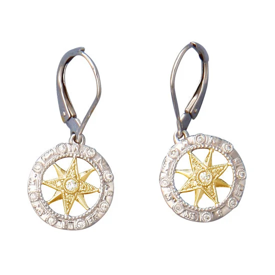 Best hoop earrings with infinity designs for a timeless and meaningful symbol-Compass Rose Earrings, 14Kt