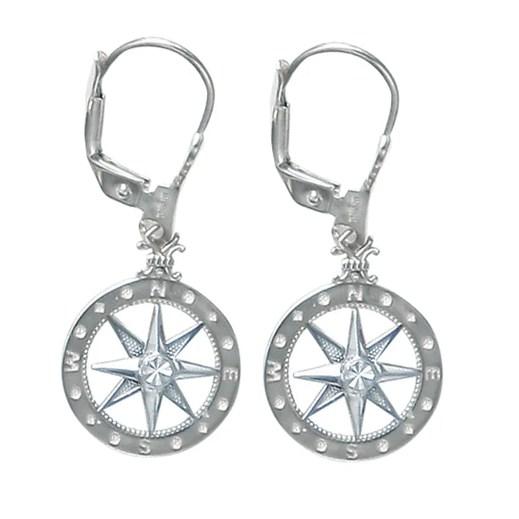 Medium hoop earrings for an everyday look with the perfect balance of style-Compass Rose Earrings, 14Kt