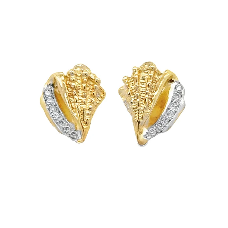 Hoop earrings with diamond-cut surfaces for added sparkle and shine-Conch Shell Earrings, 14Kt