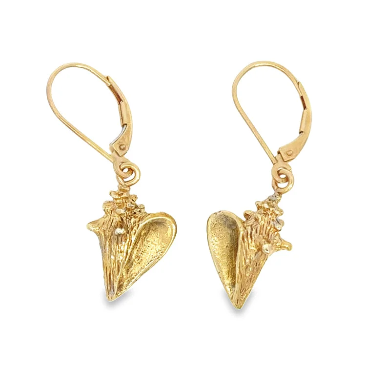 Hoop earrings with oversized designs for a bold, fashion-forward statement-Conch Earrings, 14Kt