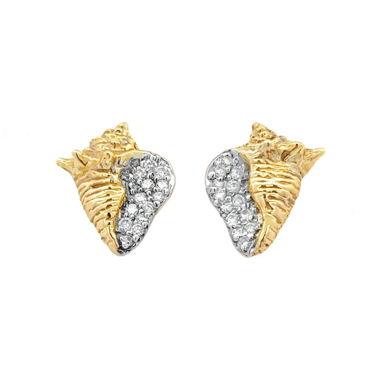 Best hoop earrings with butterfly motifs for a playful and whimsical appearance-Conch Shell Earrings, 14Kt