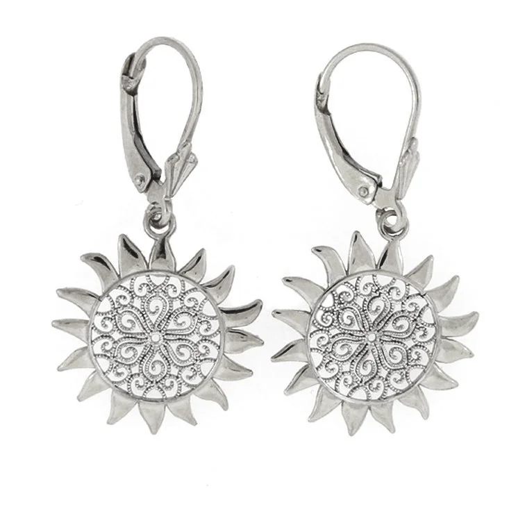 Hoop earrings with floral motifs for a feminine and nature-inspired look-Sun Earrings, 14Kt