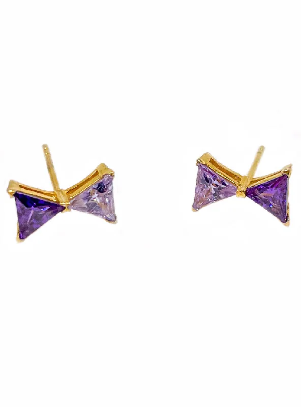 Best hoop earrings with sparkling cubic zirconia for a brilliant, budget-friendly effect-CZ Bowtie Amethyst