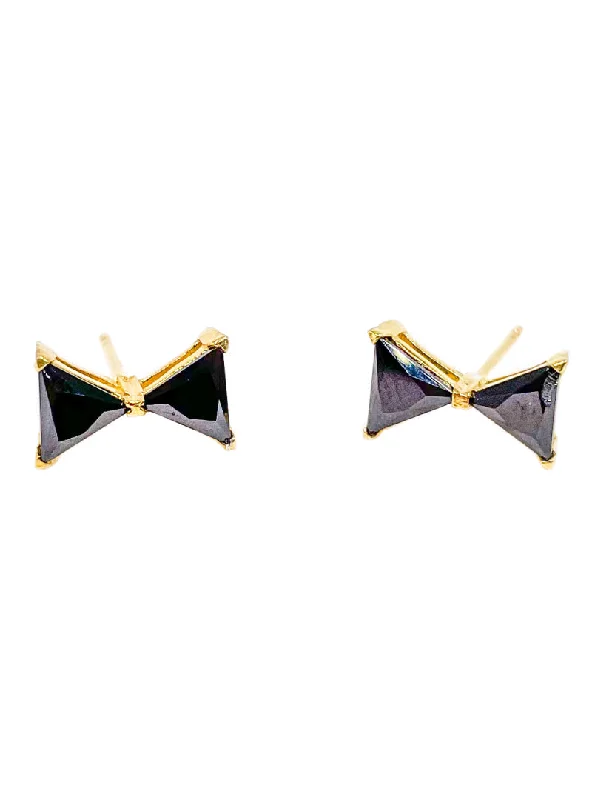 Hoop earrings with circle designs for a classic and timeless shape-CZ Bowtie black